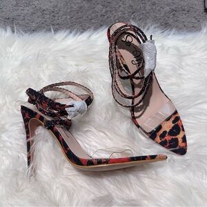 New  Leopard print colorful strapy heels‎